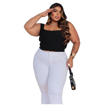 Imagem de Cropped Plus Tricot Alça Grossa Moda Feminina Verão Neon - EUC STORE, 