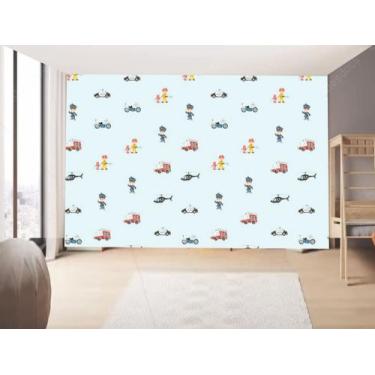 Imagem de Papel de Parede Infantil Carros polícia   Rosas  (folha med. 90x300 cm