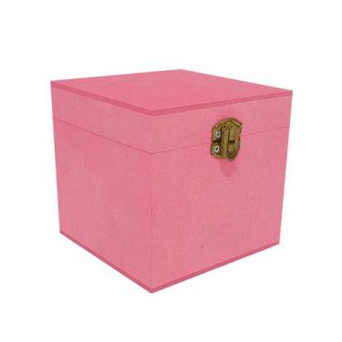 Imagem de Caixa Quadrada com Dobradiça e Fecho Ouro Velho 10x10x10 Kit 5un Mdf M