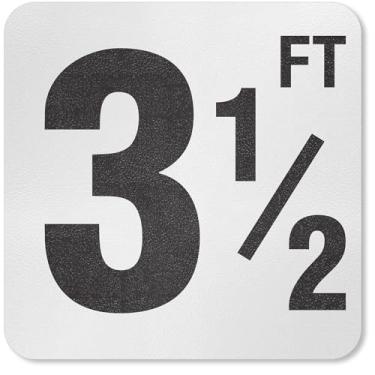 Imagem de SmartSign Marcador/letreiro adesivo de profundidade de piscina "3 e 1/2 Ft", letra de 10 cm, vinil laminado de 20 mm com superfície de seixos antiderrapante, 14,6 cm x 14,6 cm, preto e branco, feito