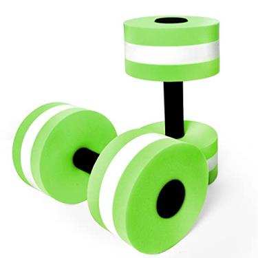 Imagem de Timoo Halteres de exercício aquático, 2 peças, pesos de água para piscina, conjunto de exercícios de água, halteres para hidroginástica, equipamento de exercício de piscina de EVA de alta densidade para adultos, verde