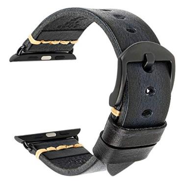 Imagem de REZERO Pulseiras para smartwatch compatíveis com Apple Watch, pulseiras de relógio de couro curtido vegetal de substituição para iWatch 38, 40, 41, 42, 45, 49 mm, homens, mulheres, presentes, Fivela