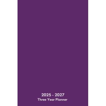 Imagem de 2025-2027 Three 3 Year Simple Monthly Calendar Planner 6" x 9" Elegant Classic Regal Purple Cover: 36 Month Book