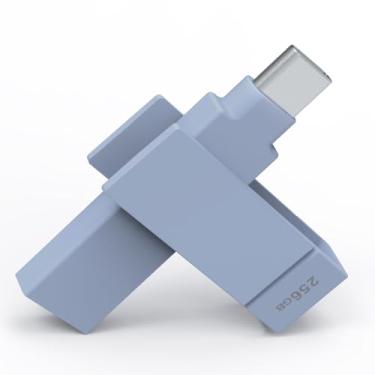 Imagem de PioData Apple MFi certificado 256 GB Morandi Blue 2 em 1 USB para iPhone, iPad, computador, USB tipo A e C, Pendrive de reserva iXflash para iPhone, pen drive iPhone