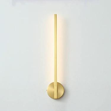 Imagem de Luminárias de parede para sala de estar Luminária de parede LED de barra de latão linear com tira longa de 50 cm Luminária de parede para sala de estar Fundo do quarto 4000K Luzes de lavagem