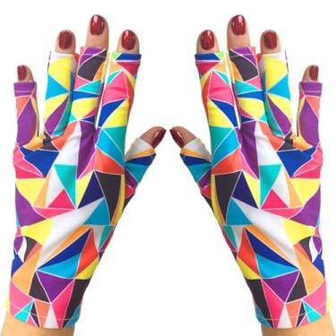 Imagem de ManiGlovz - As luvas protetoras originais FPS 50+ UV/LED para manicure em gel, proteção solar sem dedos, proteção solar, película protetora do sol e lâmpada de unhas - impressão caleidoscópio