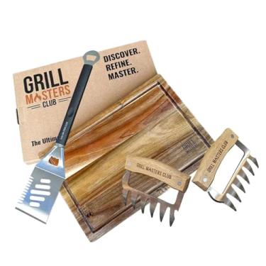 Imagem de Grill Masters Club Super pacote: tábua de cortar, garras de carne e espátula para grelhar conjunto de presente para grelhadores
