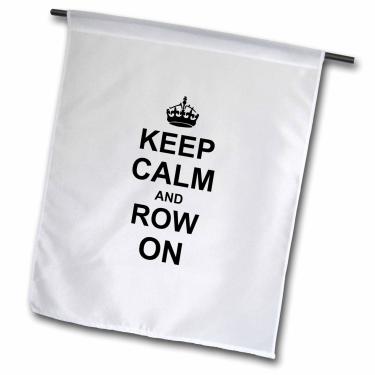 Imagem de 3dRose fl_157766_1 Keep Calm and Row on Carry on Rower - Presente de remador esportivo preto divertido canoagem humor bandeira de jardim, 30 x 45 cm