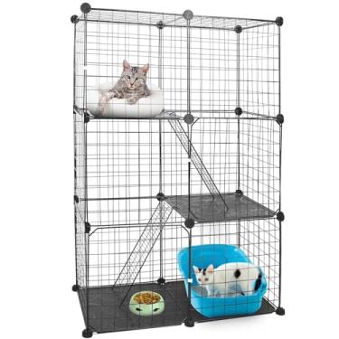 Imagem de Zorpupoa Gaiola para gatos de 3 níveis, gabinete interno DIY com 3 plataformas de descanso ajustáveis, gaiola grande para furões de 106 cm, canil, cercadinho com 3 portas