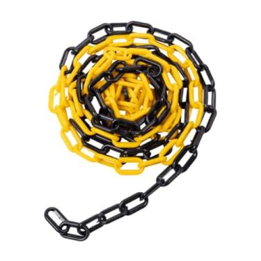 Imagem de Amagogo Barreira de corrente de tráfego Link, barreira de estacionamento, corrente de barreira de segurança para cones de trânsito de estacionamento Aviso de, Amarelo Preto