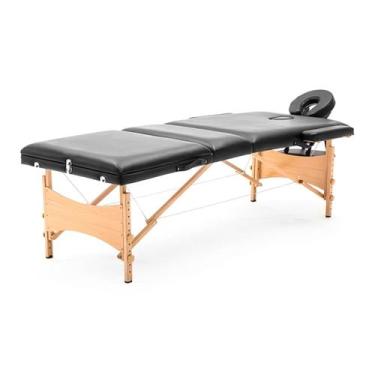 Imagem de Divã Dobrável de Massagem em Madeira Preto com Orificio - Procirurgica