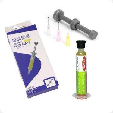 Imagem de Kit Fluxo De Solda Yaxun Yx-223 Seringa 10gr + Embolo Aplicador Metáli