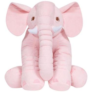 Imagem de Almofada Pelúcia Infantil Elefante Gigante Rosa 60cm 7562 Buba