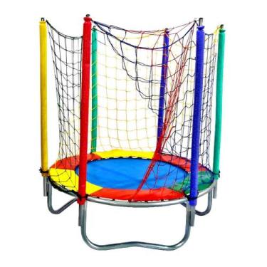 Imagem de Cama Elástica Pula Pula Trampolim 1,40m Infantil Colorida Premium Resi