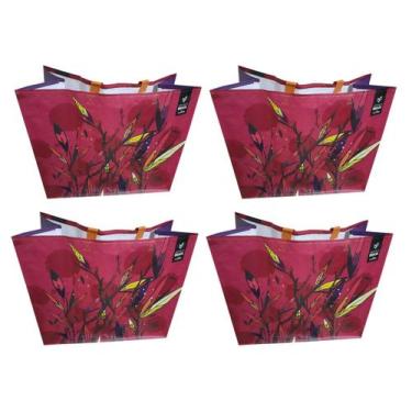 Imagem de 4 Sacolas Ráfia Retornável Grande 39x44x22cm Cores Nat. B4u