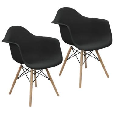 Imagem de Kit 2 Cadeiras Charles Eames Eiffel Design Wood Com Braços - Lianto De
