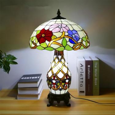 Imagem de American RetroTable Lâmpada Europeia Luxuosa Sala de Estar Quarto Estudo Villa Hotel Lâmpada De Mesa De Vidro De Cor LED (Estilo 28)
