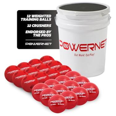 Imagem de PowerNet Bolas de beisebol e bolas pesadas, treinador de rebatidas para melhorar a velocidade, potência e coordenação, bolas de beisebol para treino de rebatidas, pacote com 24