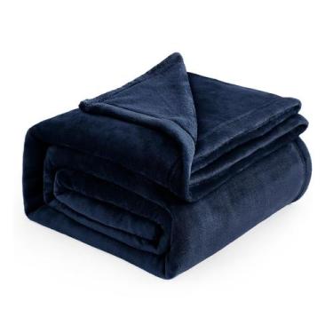 Imagem de Cobertor Bedsure Fleece Azul Marinho - Tamanho Queen (220x230cm)
