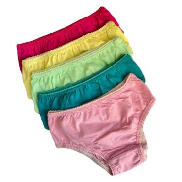 Imagem de Calcinha Infantil Algodão Menina Cores Lisas Conforto Cotton Kit 5 ou 10 Peças (BR, Alfa, G, 5, Lisa)