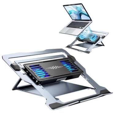 Imagem de Laptop Cooler Stand para mesa, suporte de laptop com ventilador de refrigeração - Hight Ajuste Laptop Stand de resfriamento de mesa,Notebook ergonômico recarregável mais frio para o riser de mesa para