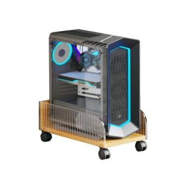 Imagem de Suporte para CPU Suporte de torre para PC, suporte de CPU acrílico sob a mesa com rodas giratórias, suporte para CPU de chão, adequado para a maioria dos PCs de jogos Suporte para CPU(Natural)