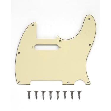 Imagem de 8 furos Tele Pickguard estilo moderno TL Pick Guard com furos de parafuso de montagem para tele/telecaster (creme)