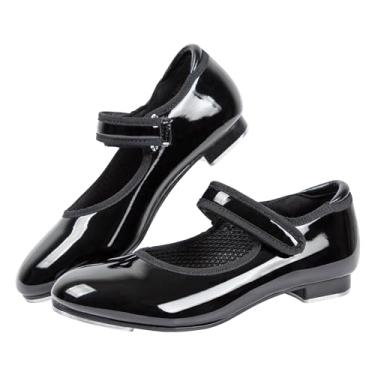 Imagem de Dynadans Criança-Unissex Sapato De Sapateado Infantil Unissex Com Tira Ajustável Mary Jane Flat-Preto Envernizado-11M