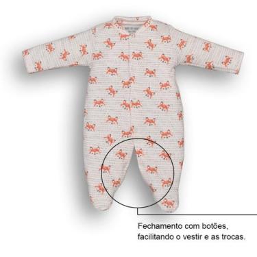 Imagem de Macacão Bebê Suedine Branco Sem Felpa Estampa Raposa Upi Uli, RN