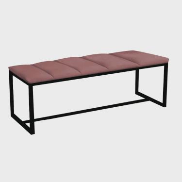 Imagem de Calçadeira Industrial Carla 160cm Queen Size Quarto Box Cama Ferro Preto Suede Rose - Ahz Móveis