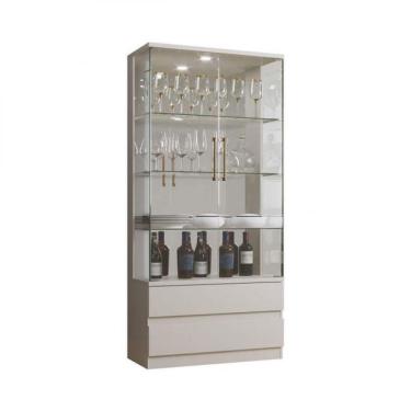 Imagem de Cristaleira 2 Portas Vidro 2 Gavetas Diamante Off White