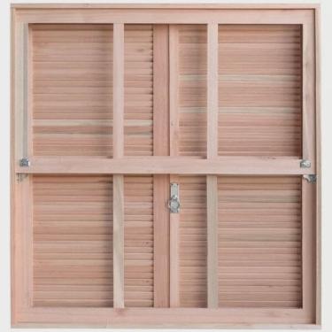 Imagem de Janela de Madeira Veneziana 100x120cm Com Caixilho e Guilhotina ewk G990 Rondosul