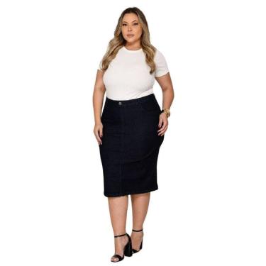 Imagem de Saia Jeans Escura Shyros Plus Size
