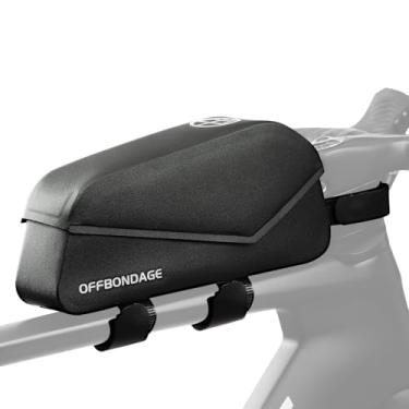Imagem de OFFBONDAGE Bolsa de tubo grande para bicicleta de 1,2 L, com interruptor magnético, para quadro frontal, impermeável, preta, bolsa de armazenamento para bicicleta tridimensional