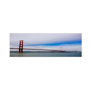 Imagem de Pintura de arte de parede em tela de paisagem imagem de natureza - Golden Gate Bridge Clouds Sea Print on Canvas - Poster e impressões para decoração de parede de sala de estar 50 x 150 cm sem moldura