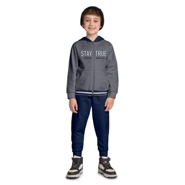 Imagem de Conjunto Infantil Menino Kyly Moletom Azul Jaqueta e Calça