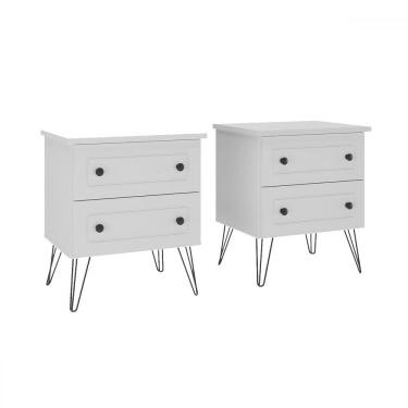Imagem de Mesa de Cabeceira Fort Kit 2 Mesas de Cabeceira 100% Mdf Branco - Manbel