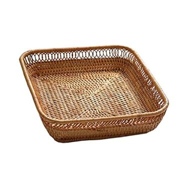 Imagem de Cesta de armazenamento de tecido, cesta de pão de vime, cesta de frutas, mesa de cozinha, cesta de serviço, doces, artigos diversos, caixa de armazenamento