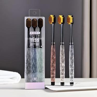 Imagem de kit 3 Escova de Dente Cerdas Ultra Macias com Cabo Transparente Cristal oferece uma longa durabilidade