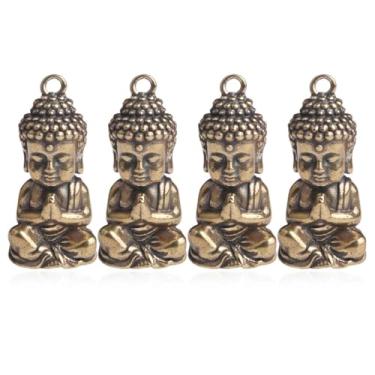 Imagem de Amuletos budistas de antigo: 4 peças mini estatueta budista vintage Fengshui Fortuna Achados para fazer faça você mesmo contas, colar, pulseira, brincos chaveiro