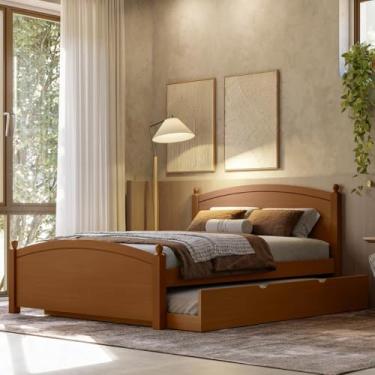 Imagem de Cama Casal De Madeira Com Auxiliar Casal Woodstore (Castanho)