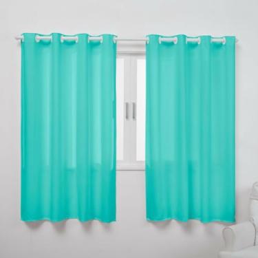 Imagem de Cortina para Varão 2,80m x 1,70m Oxford Sala Quarto Escritório com Ilhós Liso (VERDE ÁGUA)