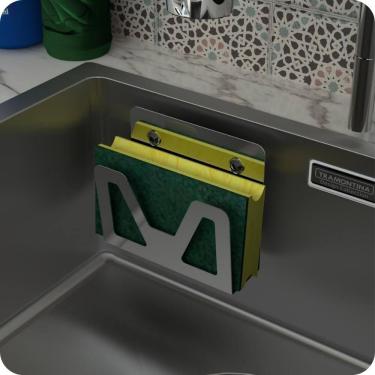Imagem de Porta Esponja De Pia Inox Com Ventosa Suporte Bucha ELG