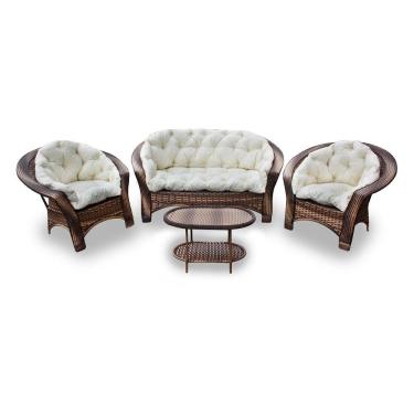 Imagem de Conjunto de Sofá Fibra e 2 Poltronas e 1 Mesa Centro