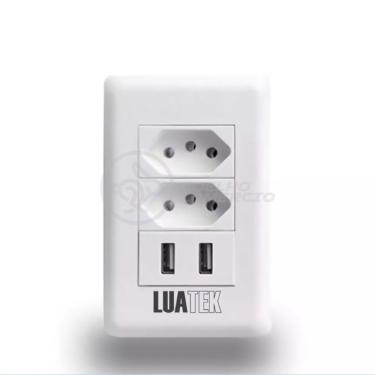 Imagem de Tomada De Parede 2 Entrada Fonte 2 Usb 5v 10a Bivolt