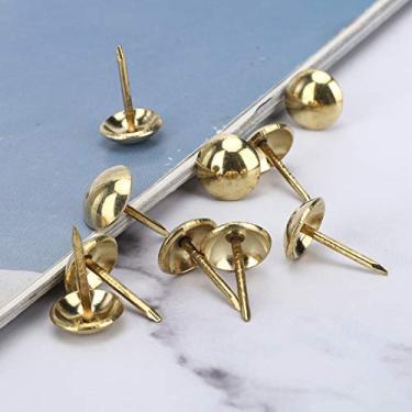 Imagem de Pinos de Pregos de Mobília de 100pcs, Estofados de Unhas de Cabeça Grande Tachas de Ferro de Latão Antigas para Decorativos, 11x17mm Acessórios para Alfinetes de Desenho Decorativo 11x17mm (Ouro)