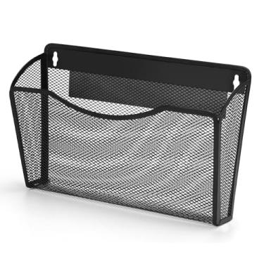 Imagem de AZFUNN Suporte Magnético De Parede Para Arquivos, Organizador Correspondências Papel Pendurar, Pasta Com Bolsos Verticais, Cesto Documentos Escritório, Casa, Sala Aula, Preto (1 Pacote)