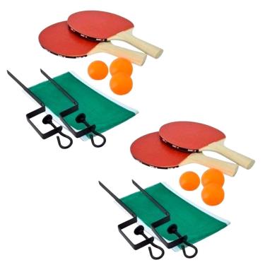 Imagem de Kit 4 Raquetes de Ping Pong Tênis De Mesa 6 Bolinhas 2 Rede