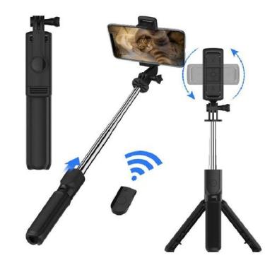 Imagem de Selfie Stick Tripé Suporte para Celular Fotos Vídeos 2 em 1 Preto - DS