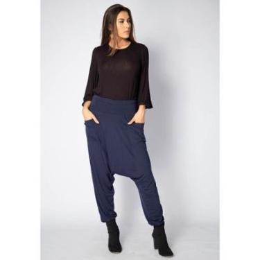 Imagem de Calça Saruel Malha com Bolso na Frente Azul Marinho - G-Veste do 42 ao 44-Feminino